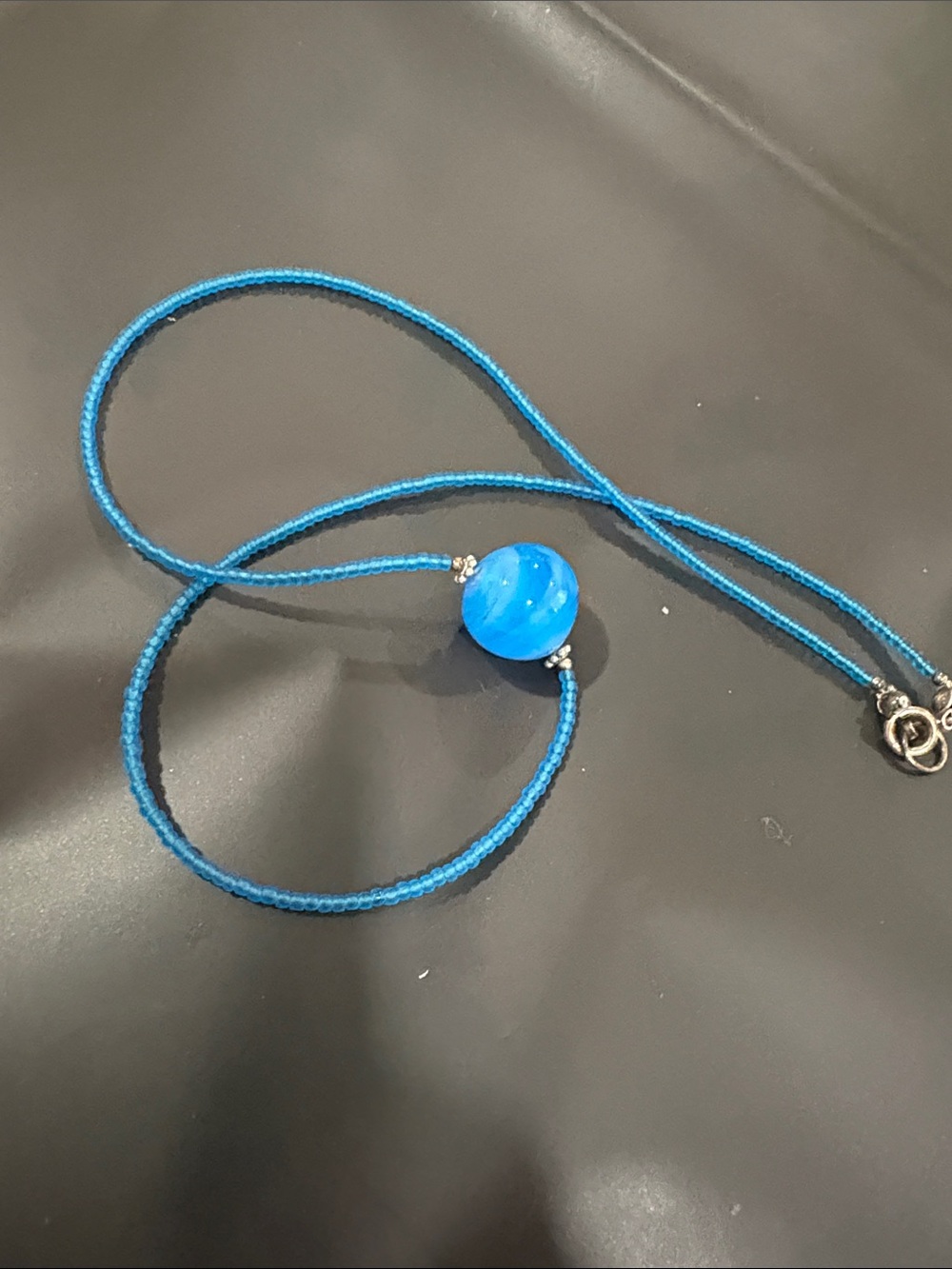 Natural Blue Agate Pendant 925